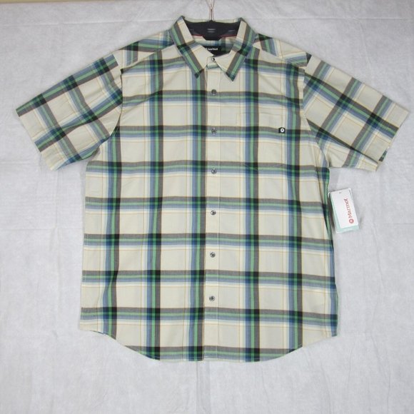 Marmot Meeker Short Sleeve Plaid Shirt Moonbeam Men's Small - Picture 2 of 4